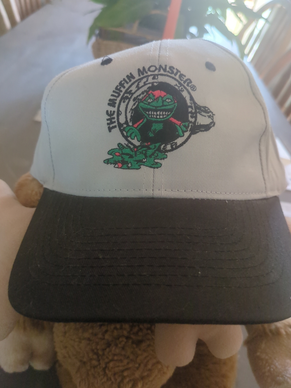 The Muffin Monster Two-Tone Baseball Cap in White and Black